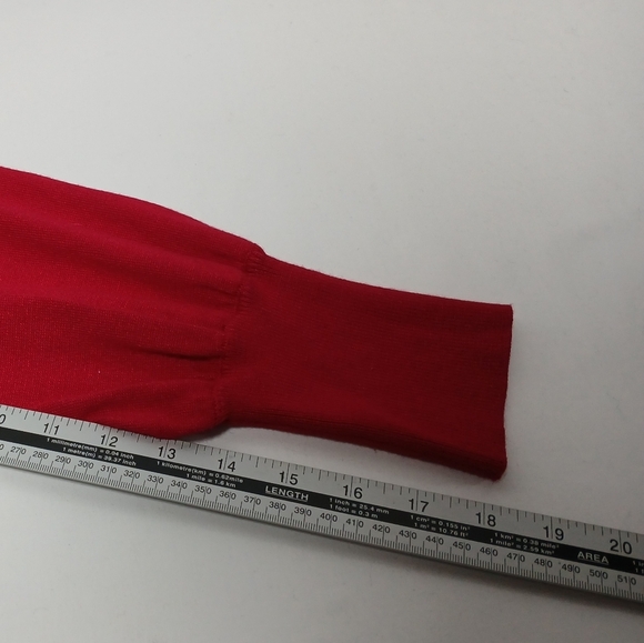 Liz Claiborne Festive Red Tie Neck Wide Cuff Knit Sweater. Size L - Picture 7 of 7